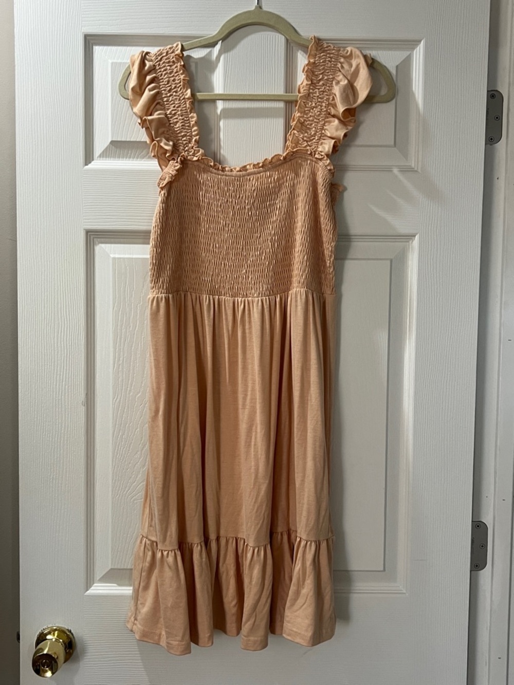 Peach Ruffle Strap Smocked Sundress